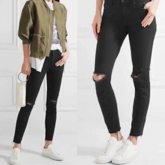 Mother Jeans The Looker Ankle Fray Guilty as Sin Black Color Size 27 - Picture 2 of 15